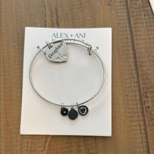 NWT Alex + Ani “Daughter” Heart Charm Bangle Bracelet - Silver Tone